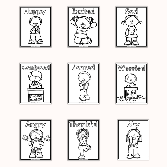 Feelings and Emotions Coloring Pages Set