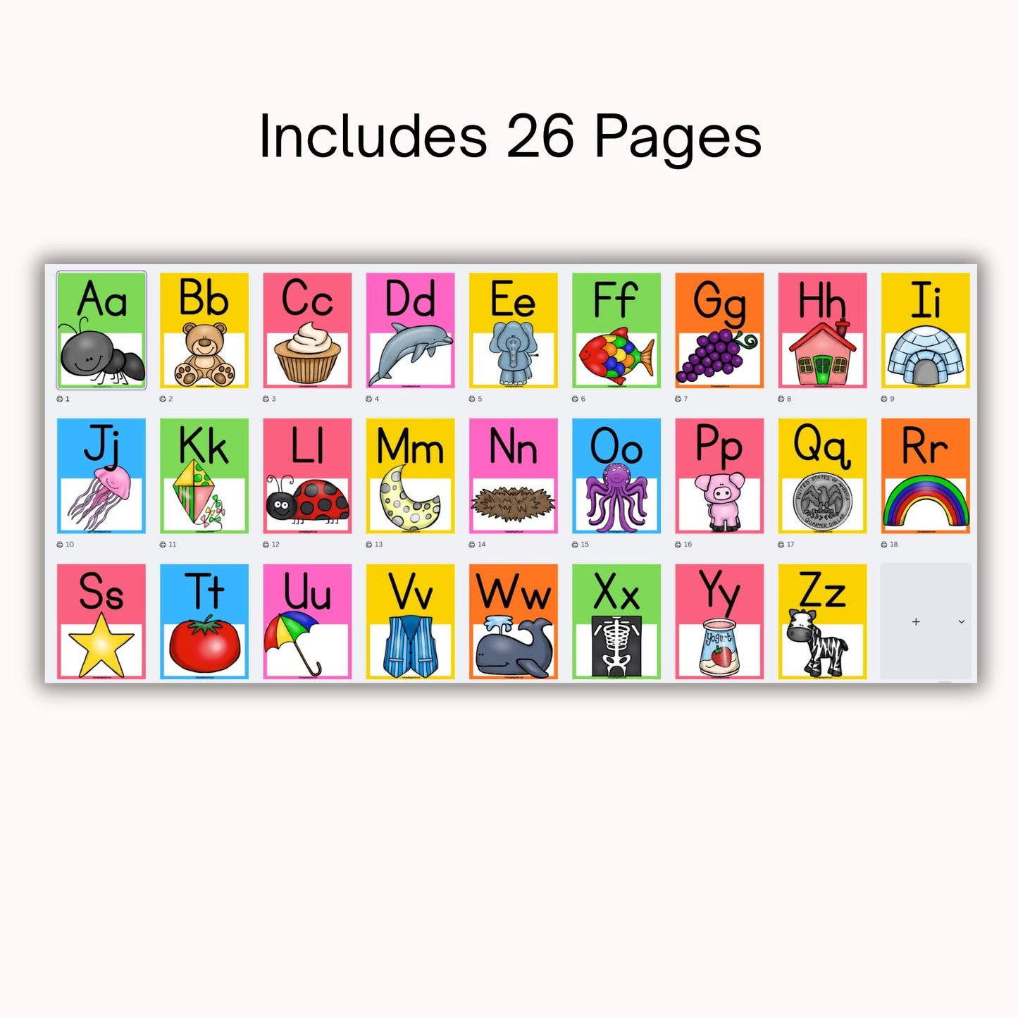 Cute Alphabet Poster Set A to Z