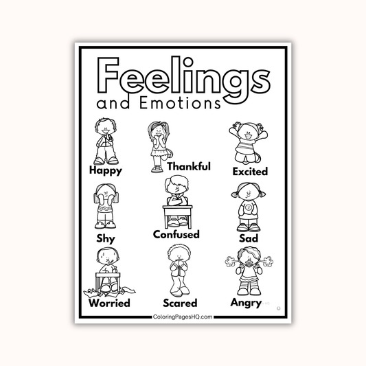 Feelings and Emotions Coloring Pages Set